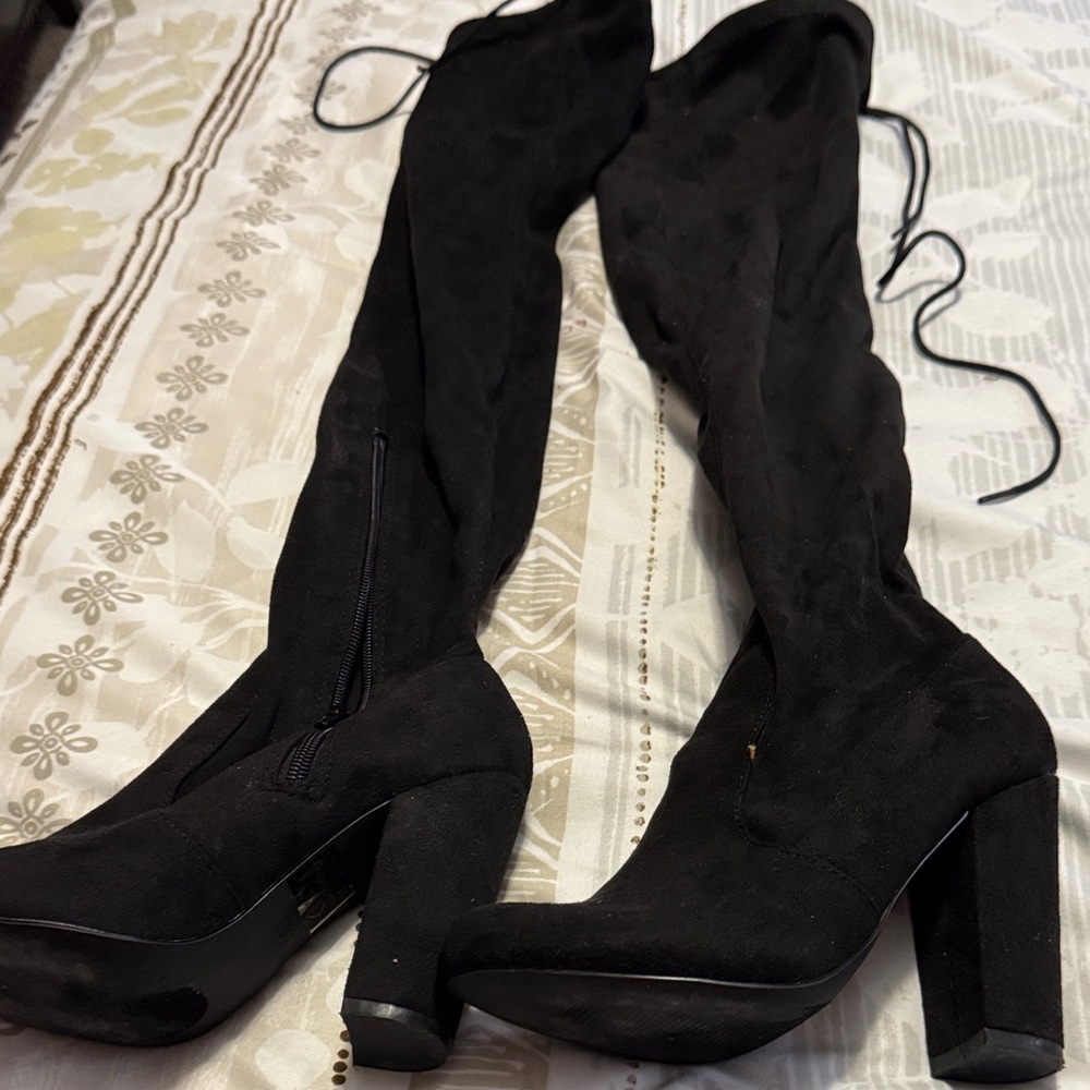 Lulu's Elegant Black Over-the-Knee Boots